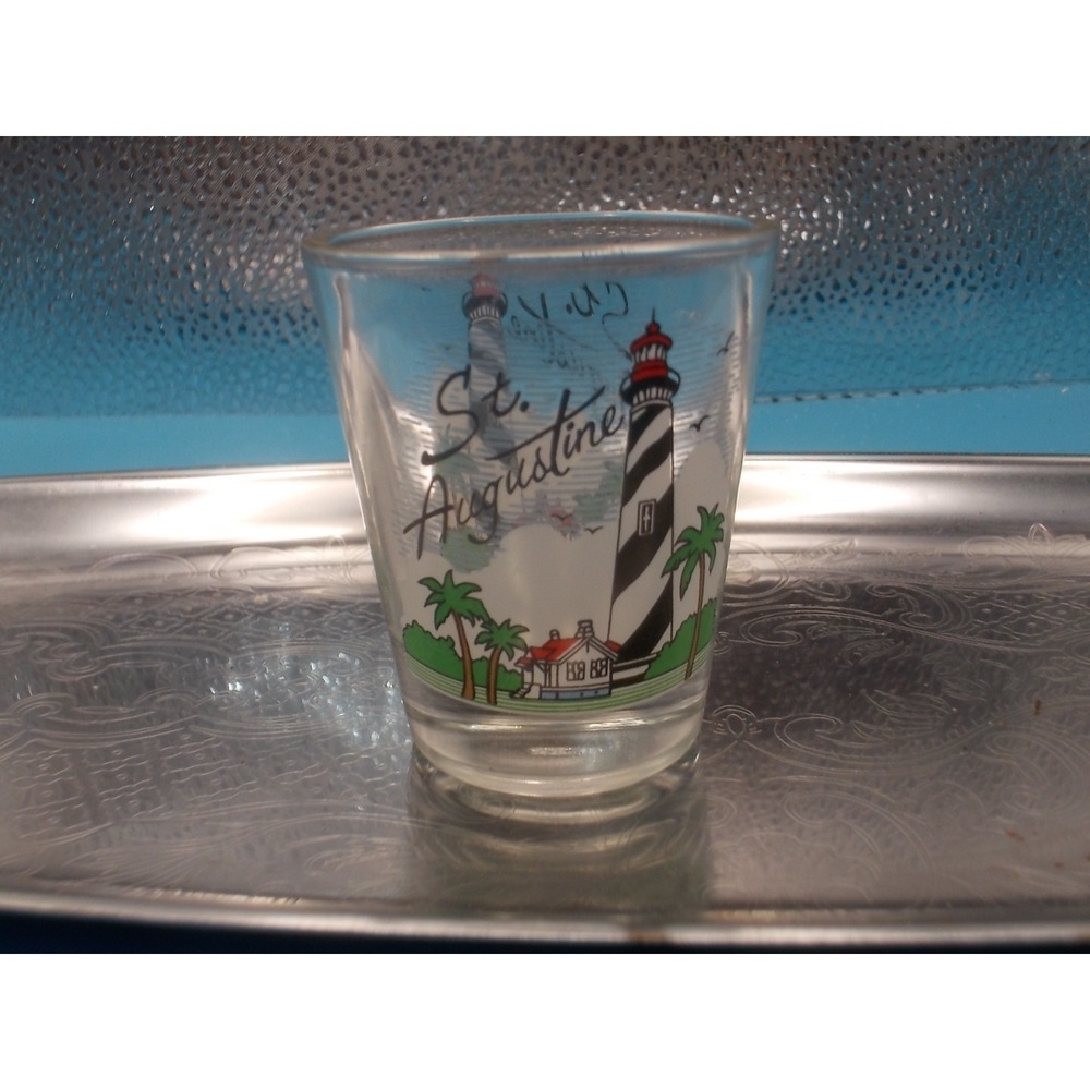 St Augustine Florida Lighthouse Souvenir Shot Glass Clear Travel Collectible